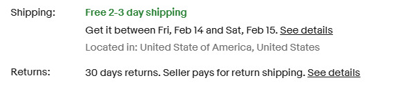 eBay Free and Fast Shipping Offer